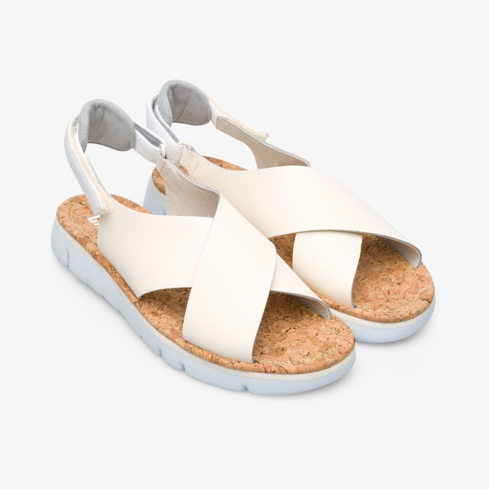 Camper Oruga Light Grey/Cream/Orange - Camper Women's Sandals ||5239-URXOT||